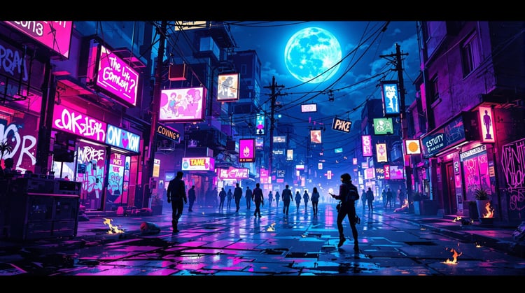 Gece Neon Çizgi Sanatı aracının görseli